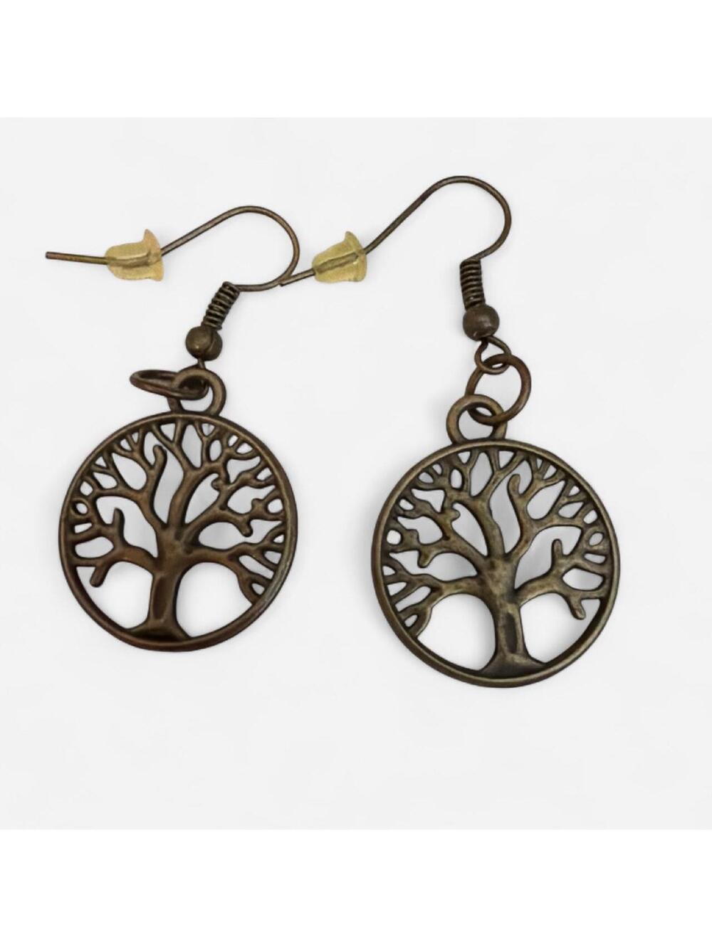 Tree of Life Dangle Earrings in Antique Bronze